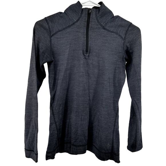 Smartwool Merino 250 Base Layer 1/4 Zip UPF 50+ Long Sleeve Turtleneck Gray XS - Picture 1 of 5